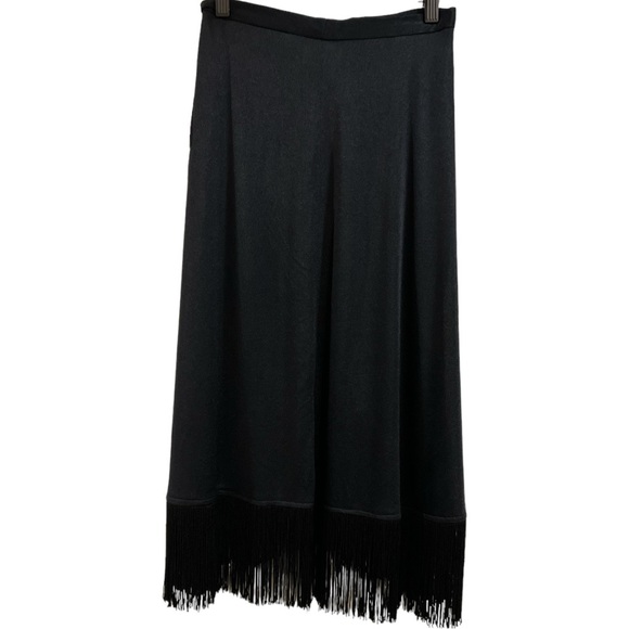 Vintage Frederick’s From Hollywood Black Wrap skirt with Fringe - Picture 3 of 4